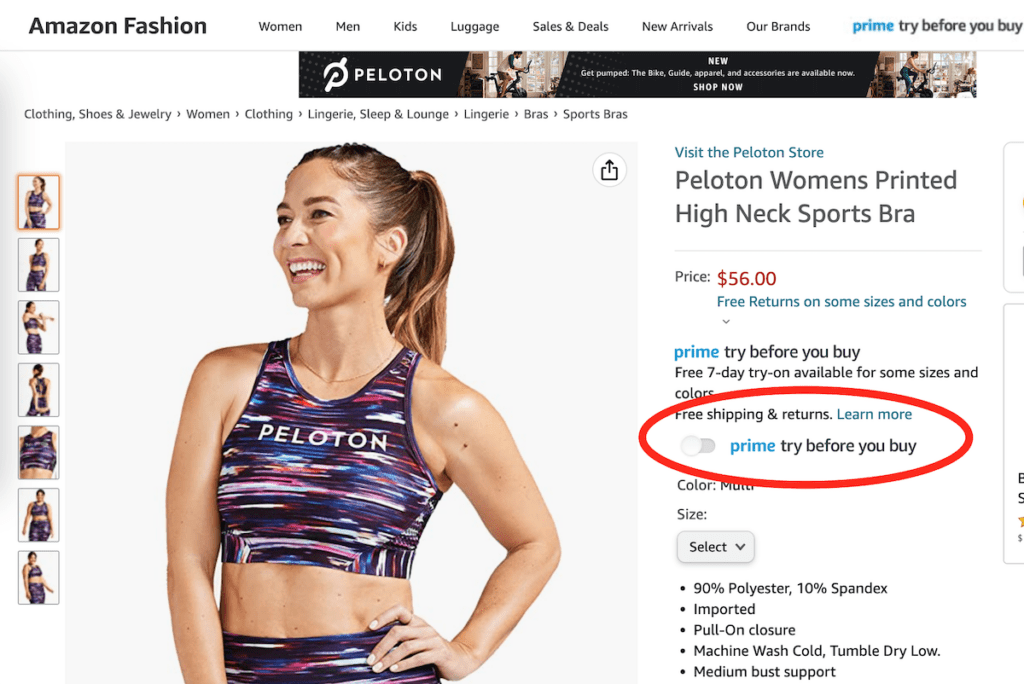 peloton on amazon try before you buy circled