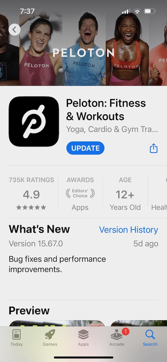 peloton app in apple iphone store