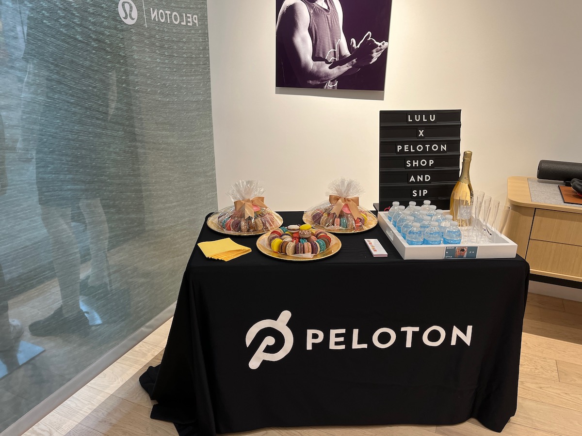 table at peloton and lululemon launch natick mall
